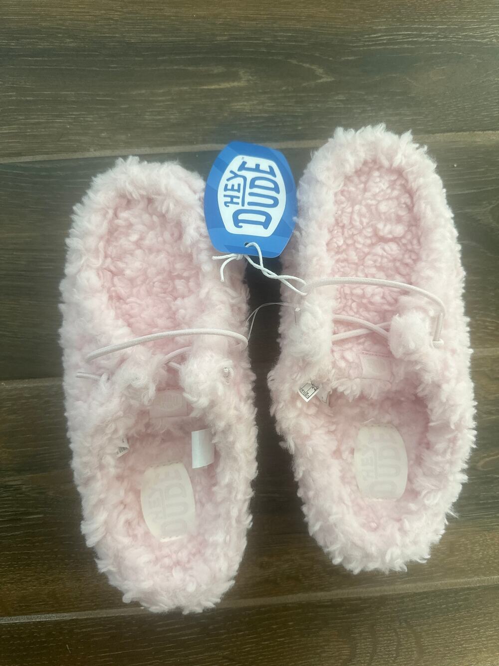 HEYDUDE Wendy Slipper Light Pink Faux Fur Fuzzy Slip On Shoes Mule Moccasin Mule - Picture 5 of 10